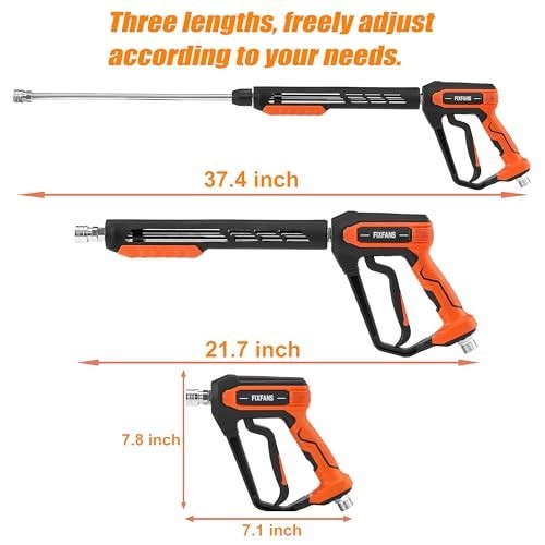 FIXFANS Pressure Washer Gun Kit with Wand, 5 Nozzle Tips, M22, Quick Connect