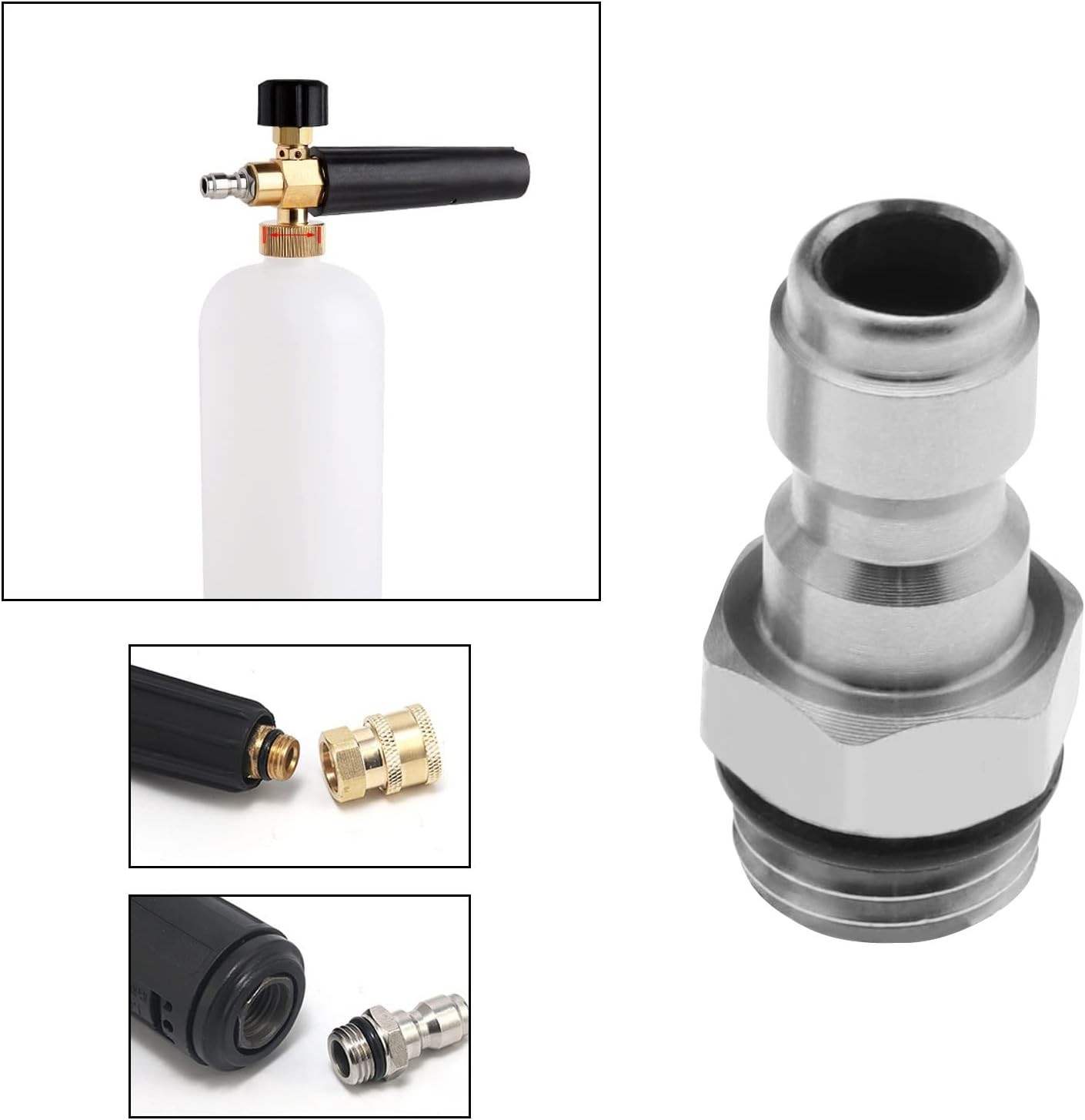 Set of 2 Pressure Washer Adapter 1/4 Inch Quick Connector to M14 Thread Fitti…
