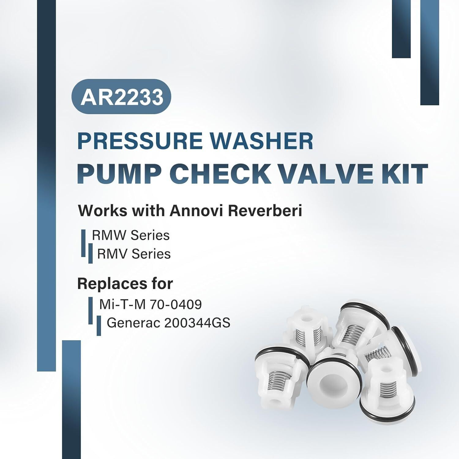 AR2233 Pressure Washer Pump Check Valve Kit for AR Annovi Reverberi RMW Series