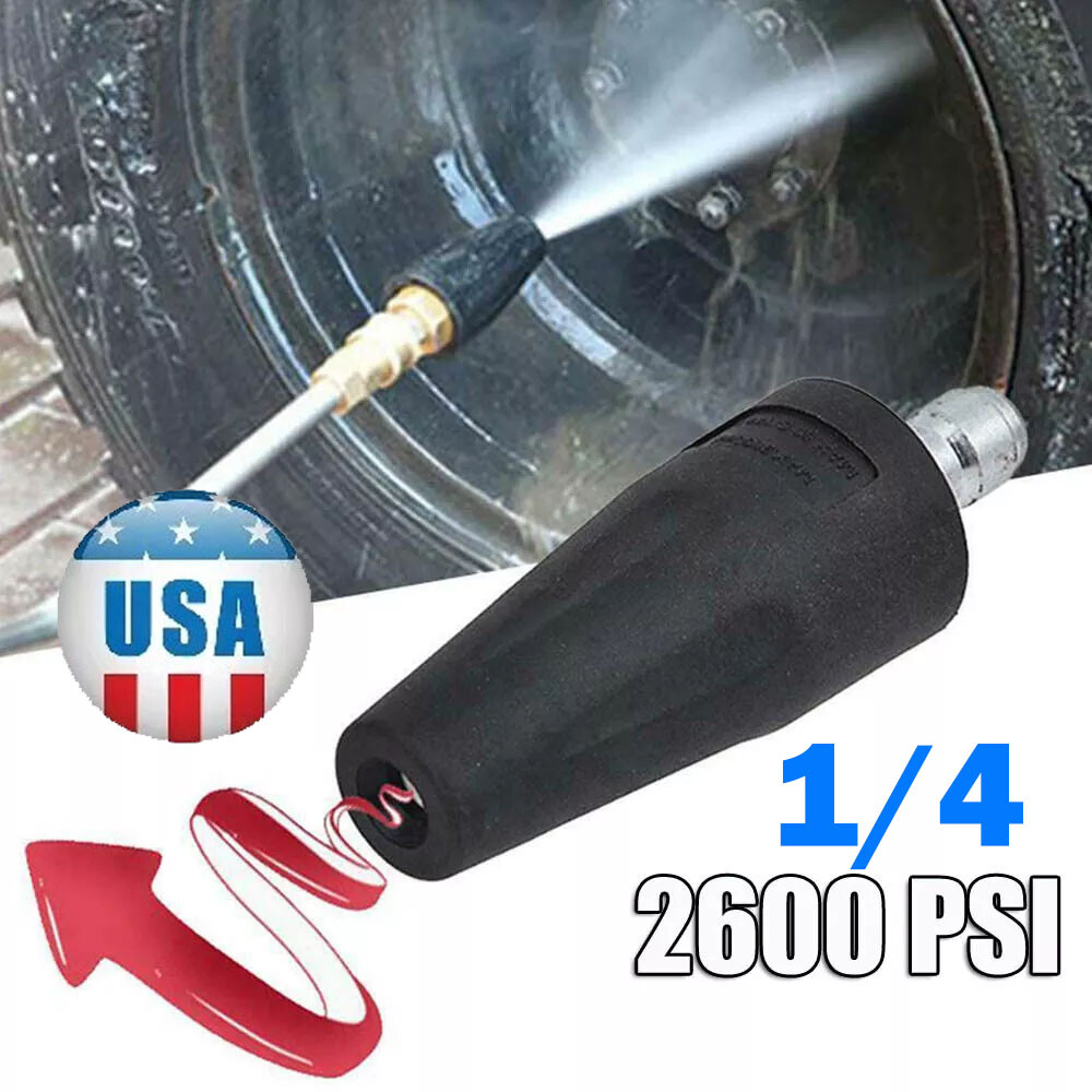 Black High Pressure Washer Jet Wash Dirt Blaster Rotating Turbo Nozzle Spray Tip