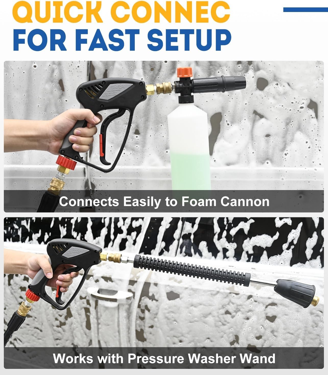 5000 PSI Pressure Washer Gun, Short with 3/8″ Swivel & M22-14mm Fitting