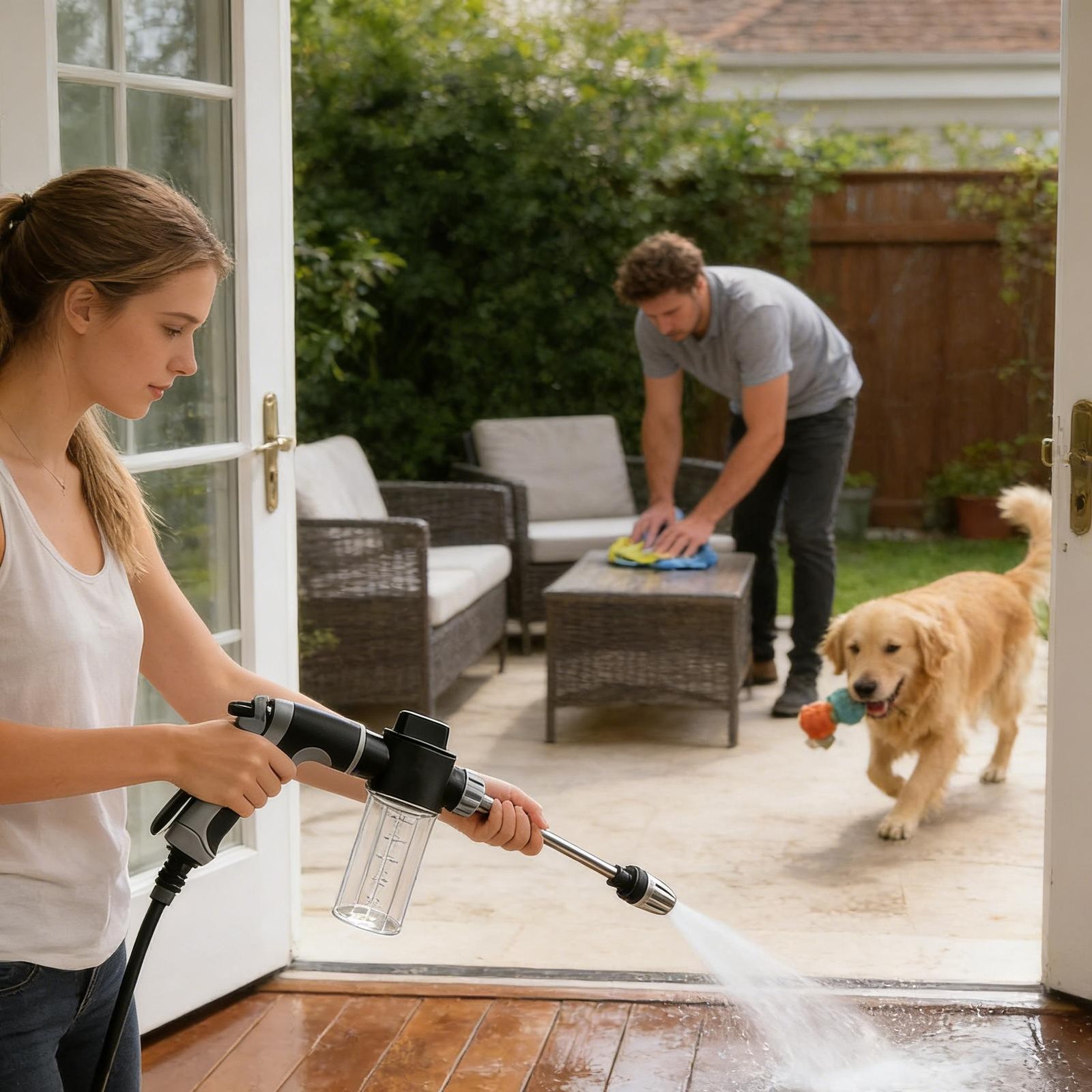 Aquoxis Cordless Cleaning Device Converts Garden Hose to Pressure Washer