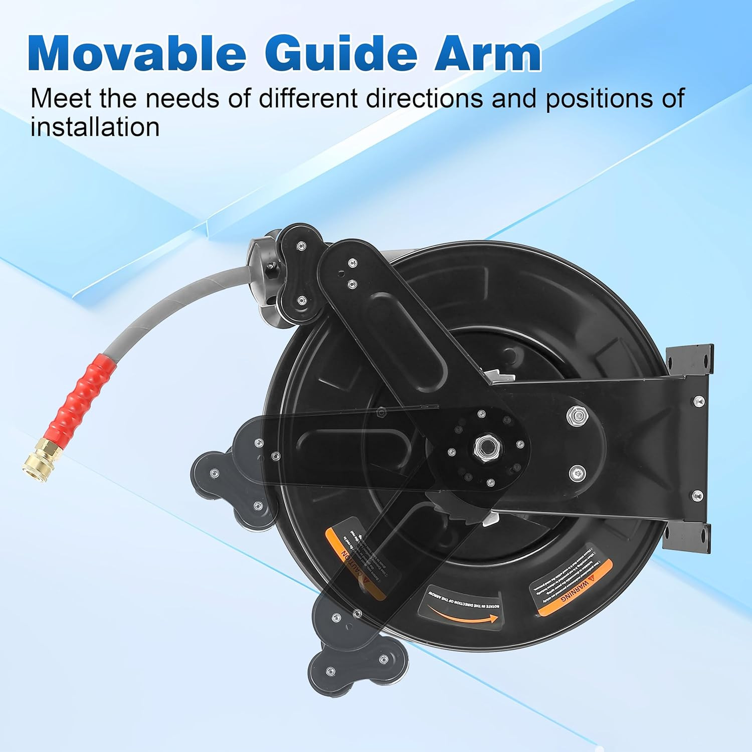 Pressure Washer Hose Reel with Hose for Hot and Cold Water, 3/8″ X 50 FT Steel A