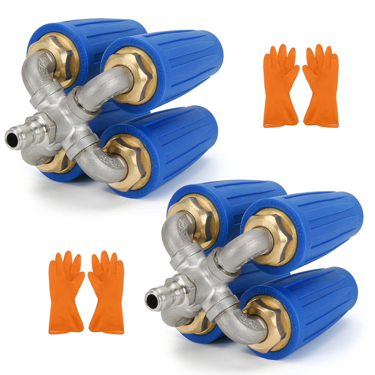Pressure Washer 360° Rotating 4 Turbo Nozzle 1/4″ Quick Connector 2.5 Orifice