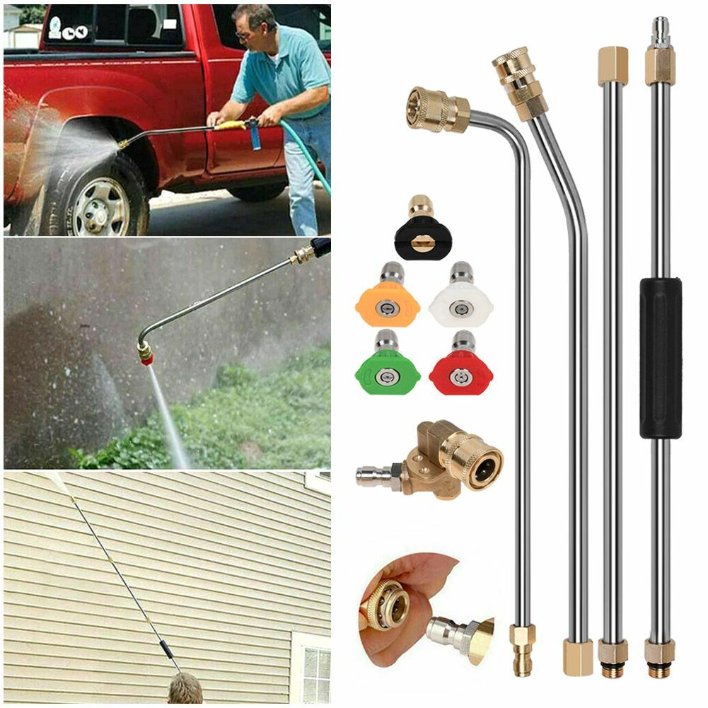 Gutter Cleaning Tool High Pressure Washer Wand Lance Nozzles & Pivoting Coupler