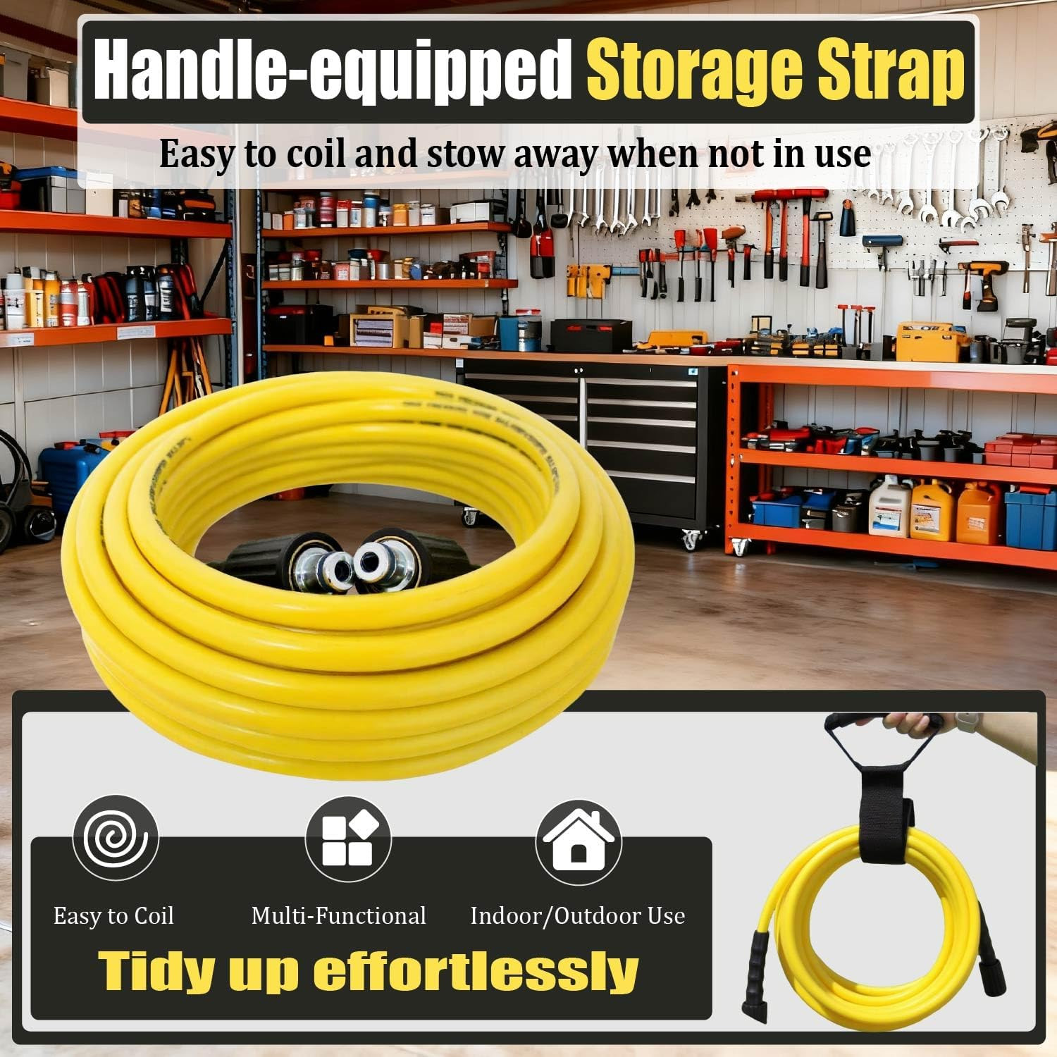 100FT Pressure Washer Hose 4200 PSI Kink Resistant M22-14mm Quick Connect
