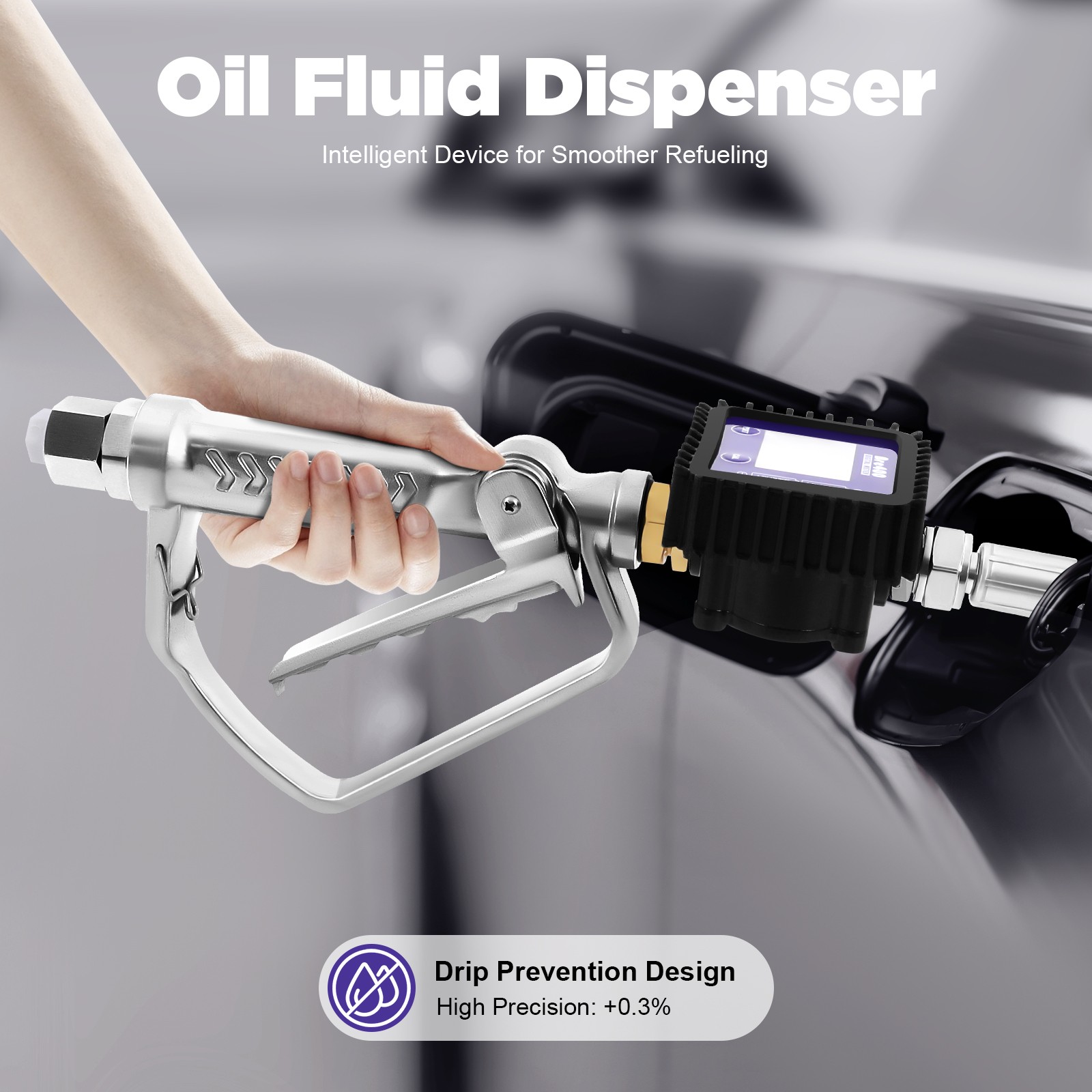 Digital Oil Control Valve Meter Nozzle Pneumatic Oil Gun with 1/2in NPT Inlet