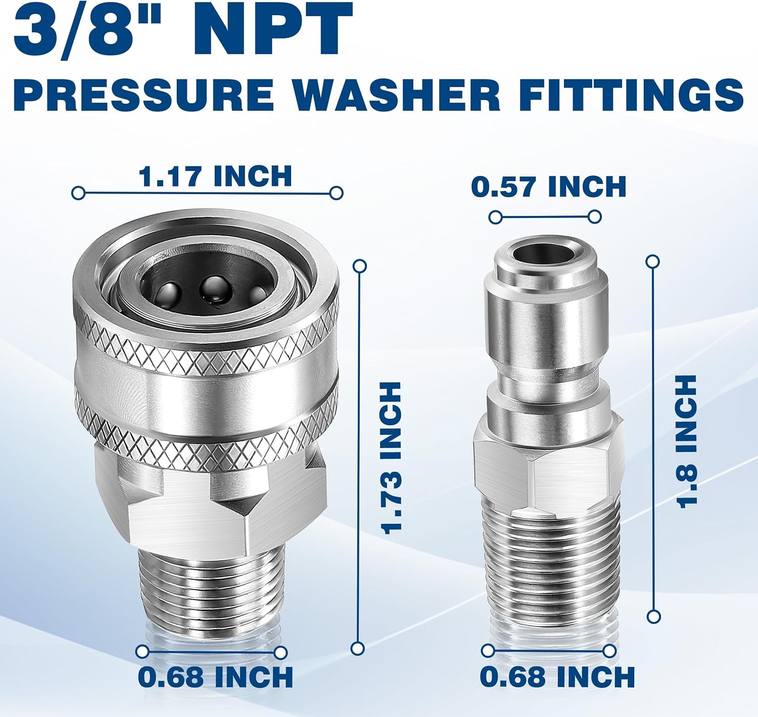 12PCS 3/8″ NPT Pressure Washer Quick Connect Adapter Kit Stainless Steel