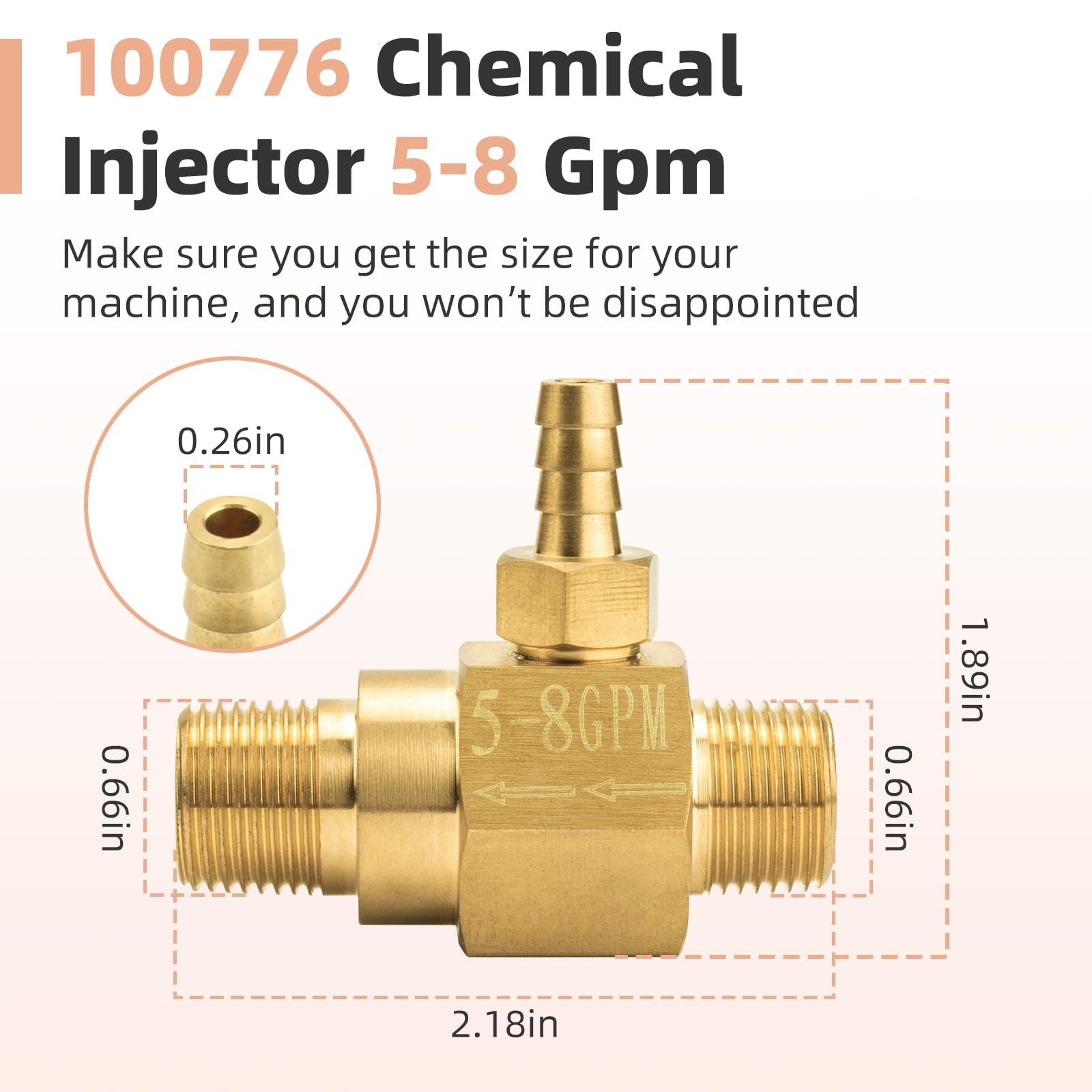 5-8 GPM Pressure Washer Chemical Injector 100776 for General Pump, Power Washer