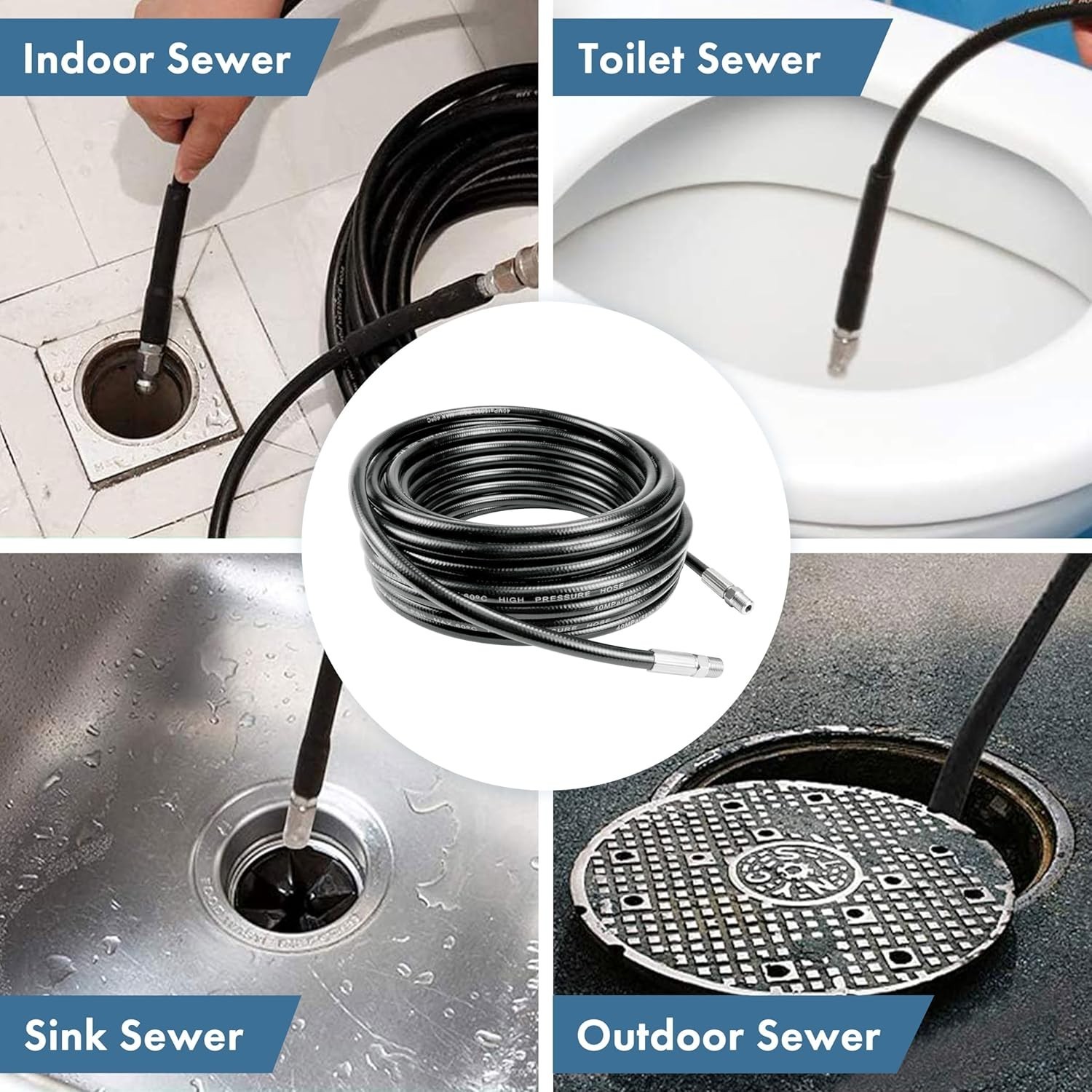 50FT Sewer Jetter Kit for Pressure Washers – 5800 PSI Drain Cleaning Solution