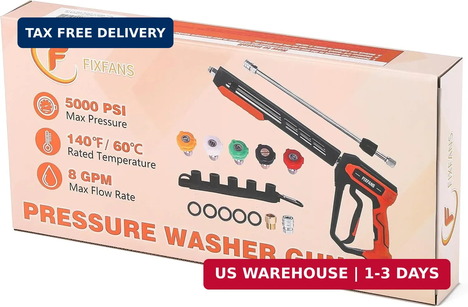 FIXFANS Pressure Washer Gun Kit, 5000PSI Power Washer Handle Gun with Replacemen