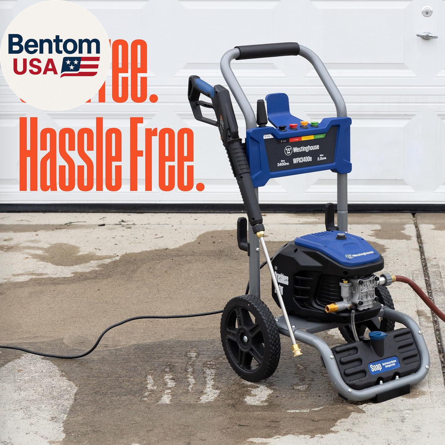 Wpx3400E Electric Pressure Washer, 3400 Max PSI and 2.0 Max GPM, Brushless Motor
