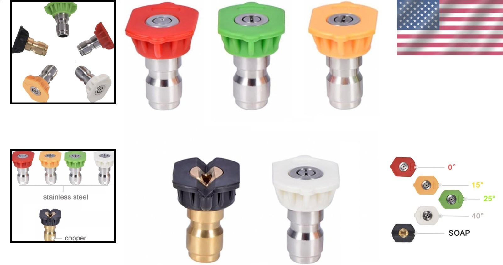 Pressure Washer Nozzle Tips Set 5pk 1/4