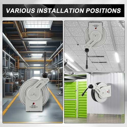 Tool Daily 60ft Pressure Washer Hose Reel 3600 PSI Auto Rewind
