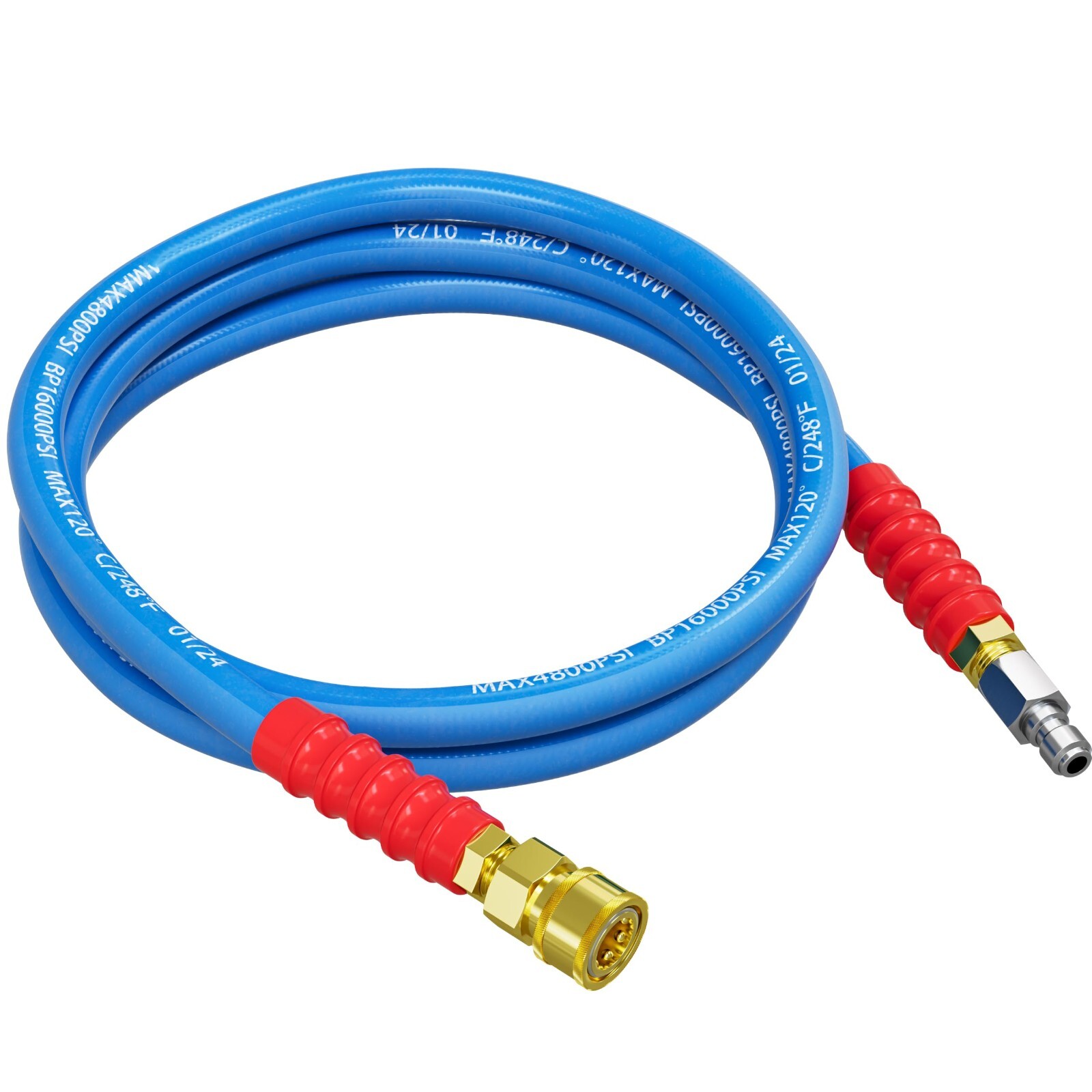 3/8″ 4800 psi Hot Water Rubber Pressure Washer Hose 30 ft 248℉ Extension Cable