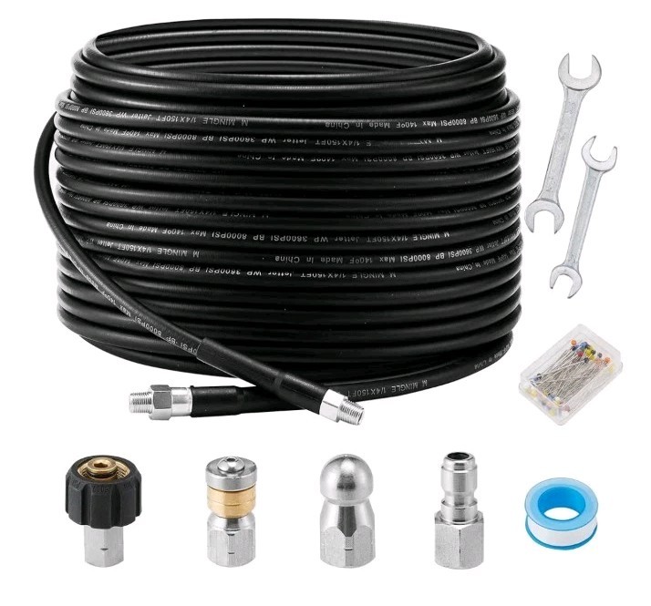 Kit Desatascador 150FT para Hidrolavadora 3600PSI con Boquillas