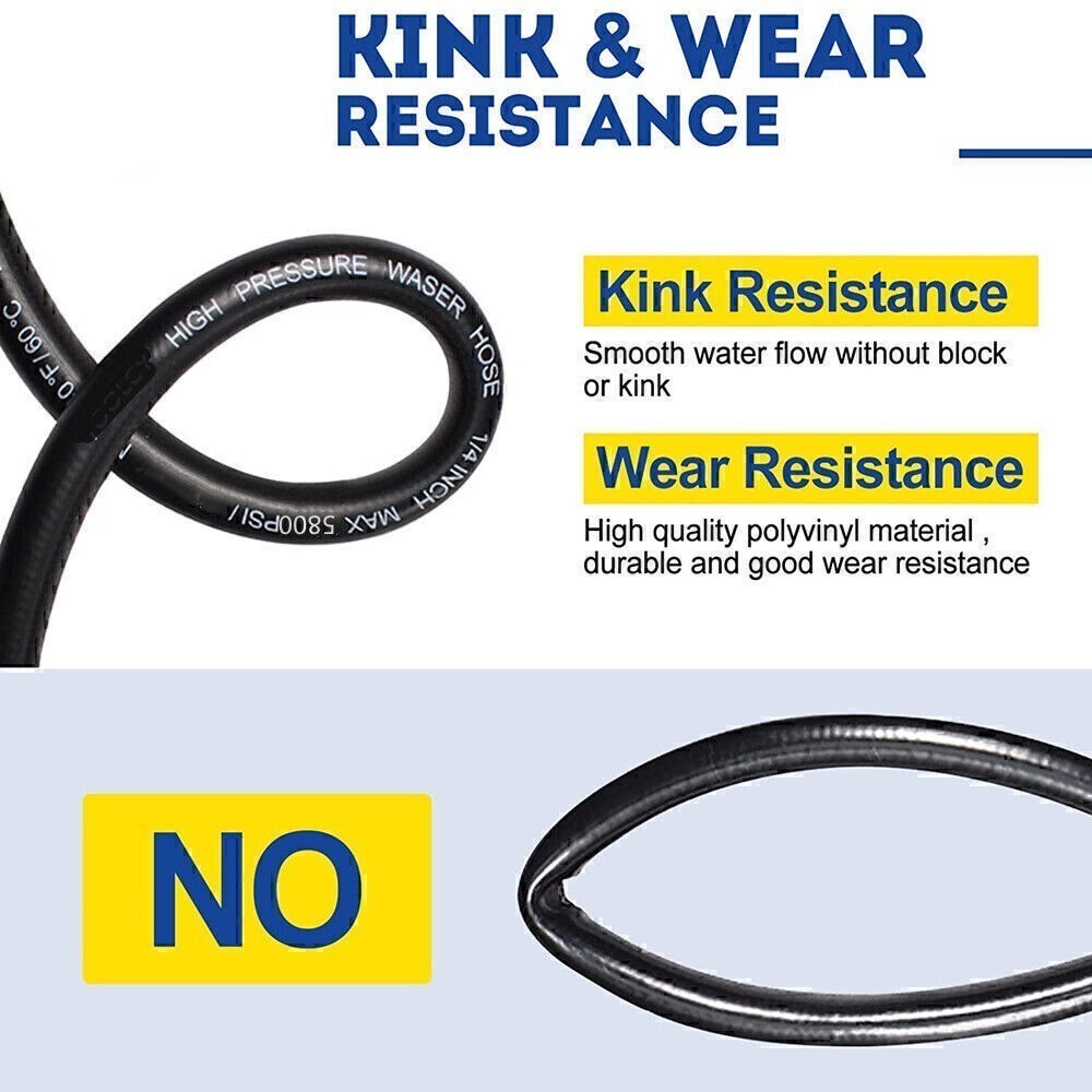 High Pressure Washer Hose 6m/20ft 5800PSI M22-14mm Power Washer Extension Tube `