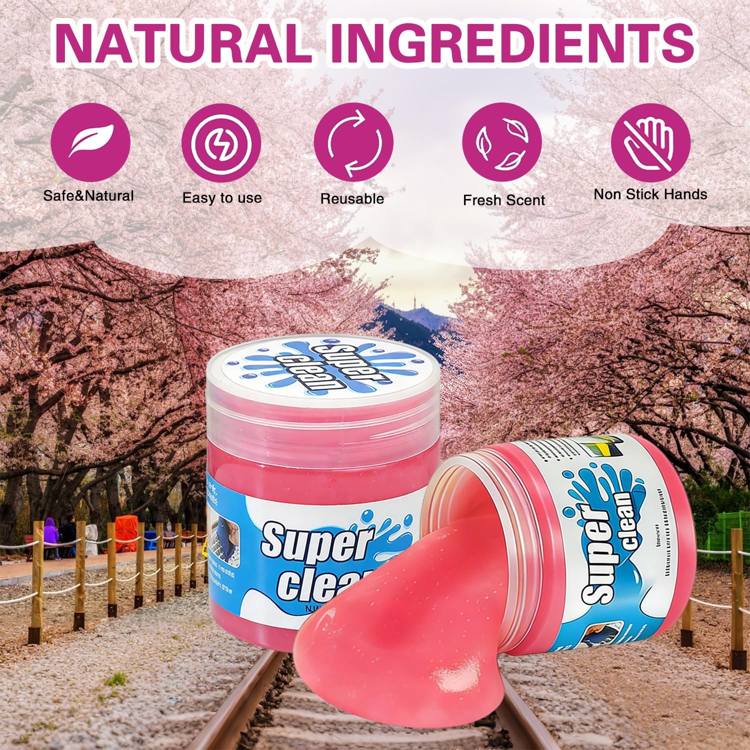 AACGIN Car Cleaning Gel Putty, Reusable Interior Slime Yellow，Pink