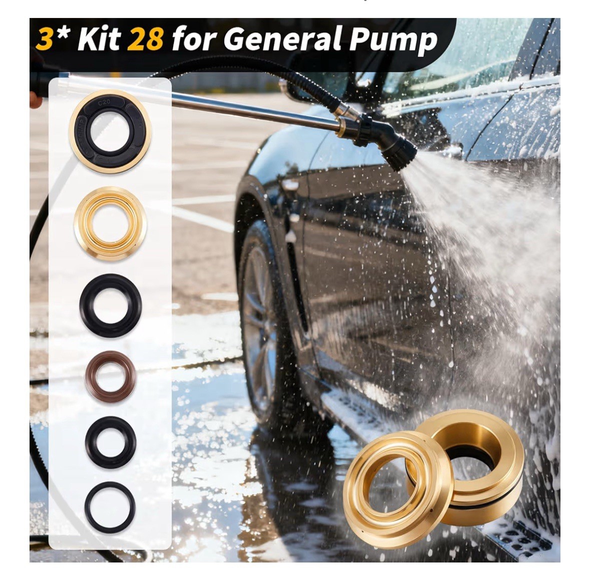 Rebuild 20mm Kit Pressure Washer Pump Rebuild Kit Compatible with General Pump