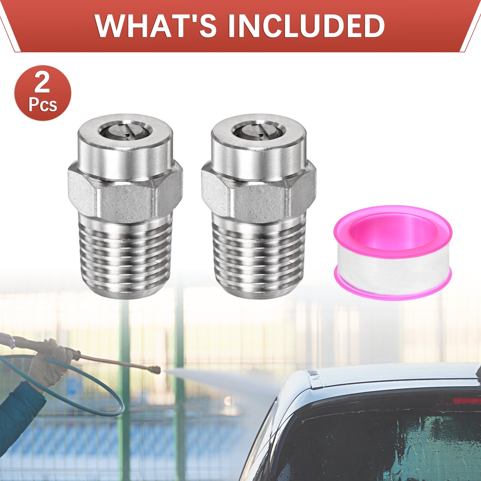 1/4″ NPT 15° Surface Cleaner Tip [2PCS] – Pressure Washer Nozzles [0.977MM Pore]