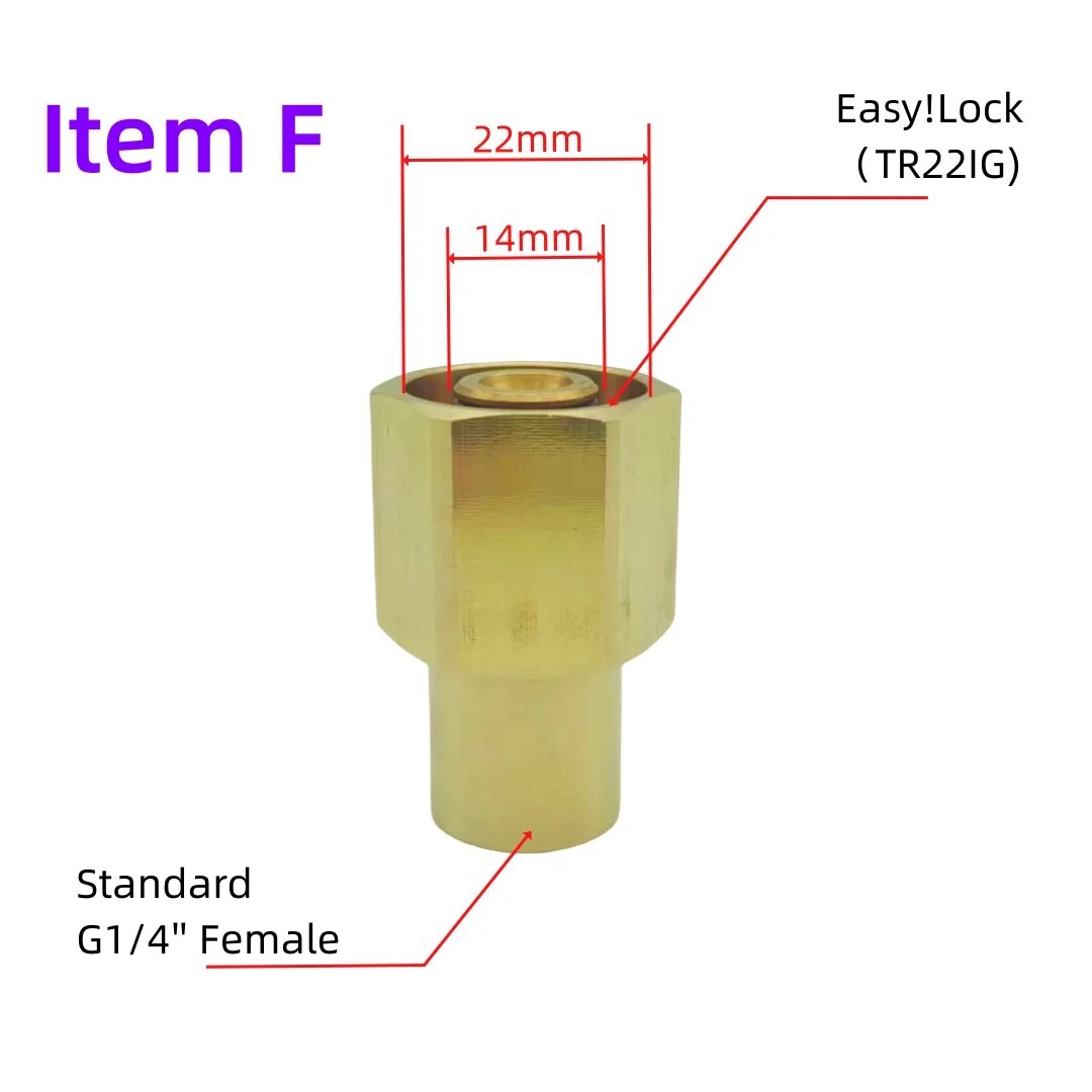 TR22 Brass Adapter M22 G1/4’’G3/8’’ Thread Connector Fit for Easy Lock/Karcher