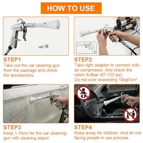 Tornado Detailing Car Cleaning Gun with Metal Nozzle | Interior Drying Air Gun |