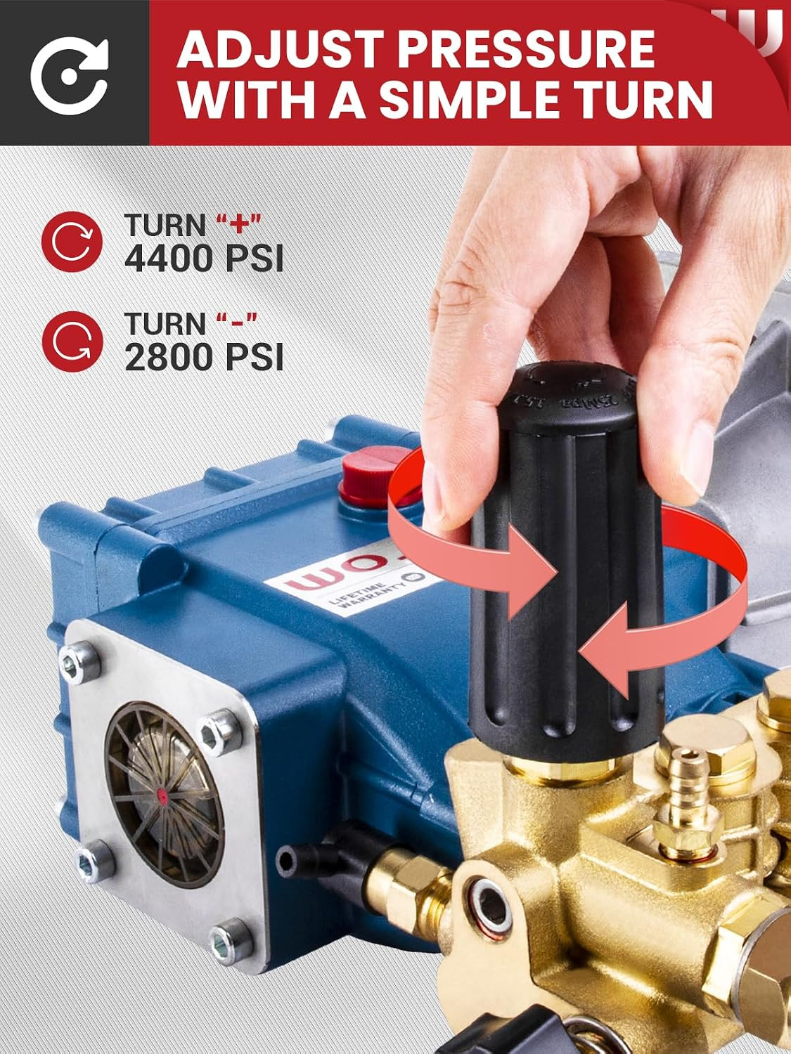 Triplex Plunger Pressure Washer Pump, 4400PSI 4.0GPM, 1″ Shaft, Self-Priming, Ho