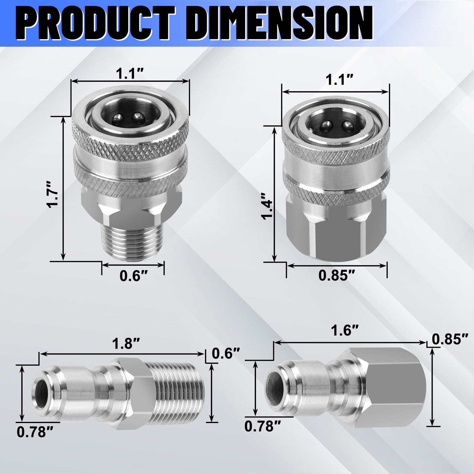 8 PCS Pressure Washer Quick Connect 3/8 Inch,Stainless Steel 3/8″ NPT Female …