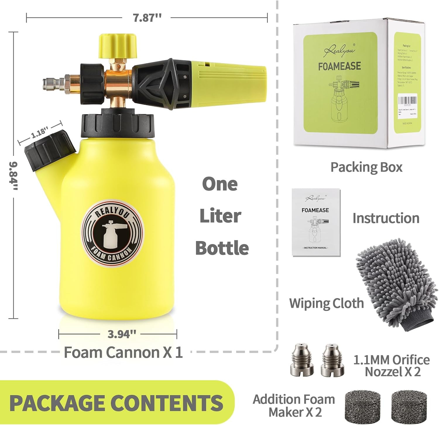 Foam Cannon for Pressure Washer up to 4500 PSI, Premium Foam Sprayer with Easy F