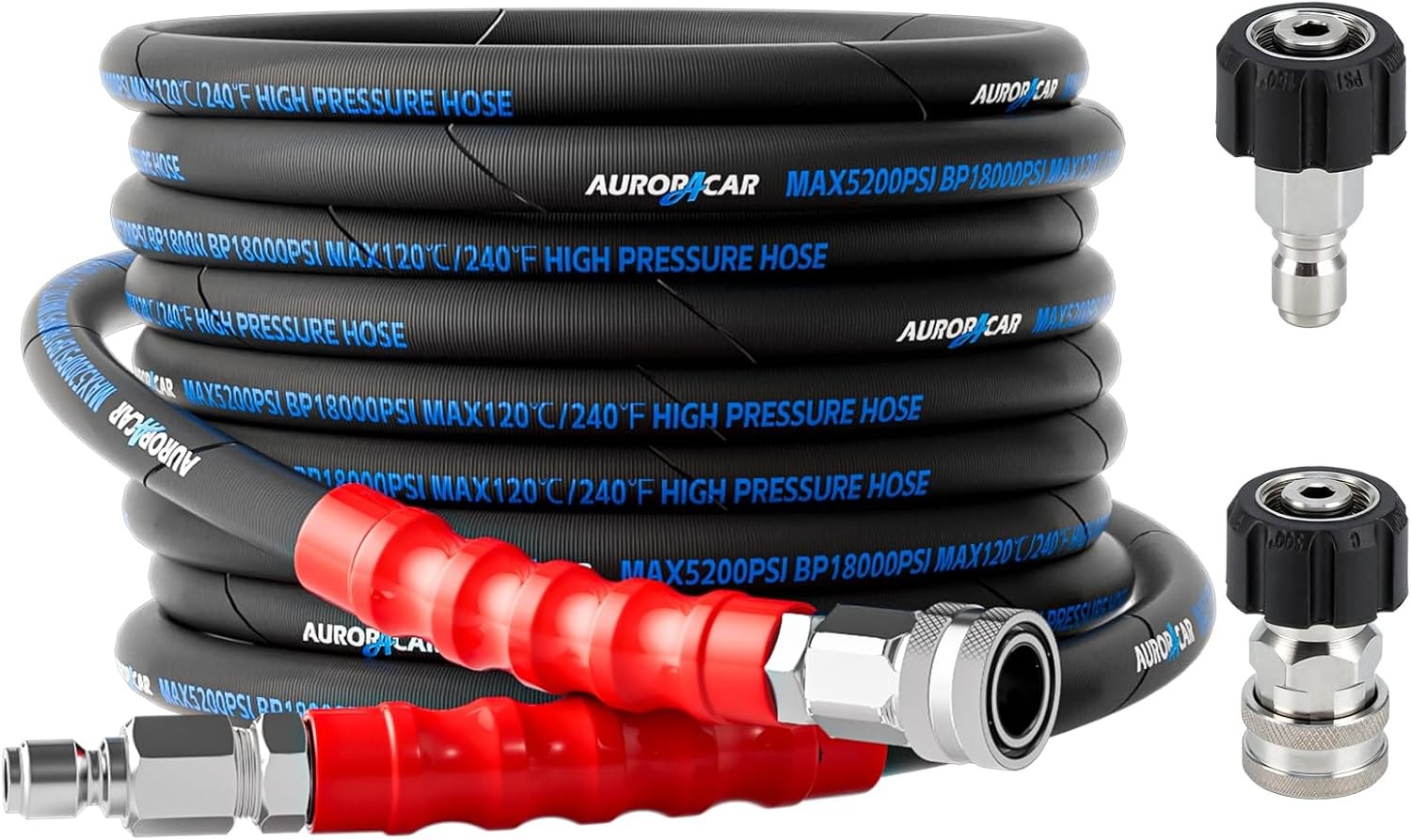 5200PSI 3/8″ Pressure Washer Hose 25FT with M22-14mm Quick Connect Kit