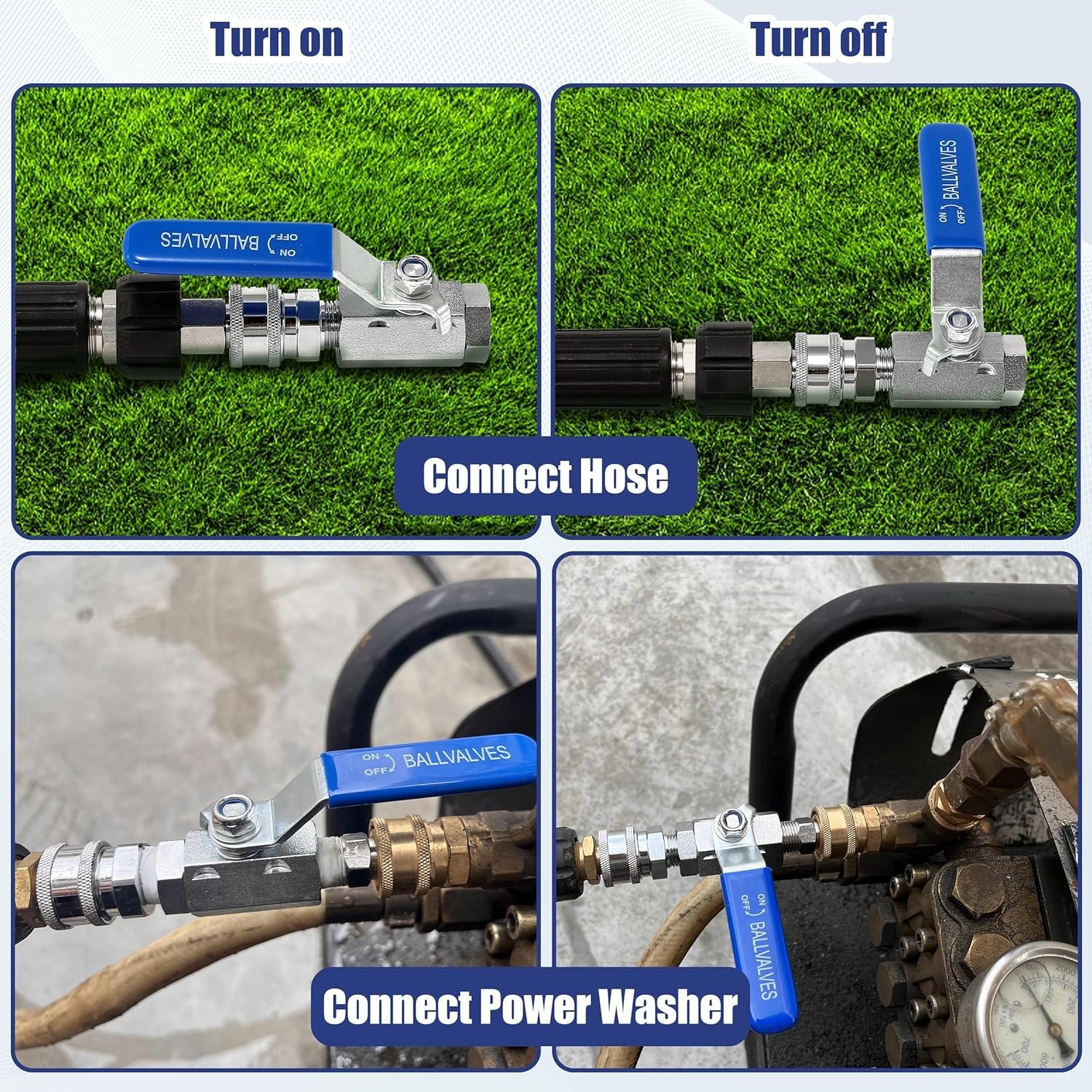 Pressure Washer Ball Valve 3/8″ Quick Connect Shut Off Ball Valve for Power W…