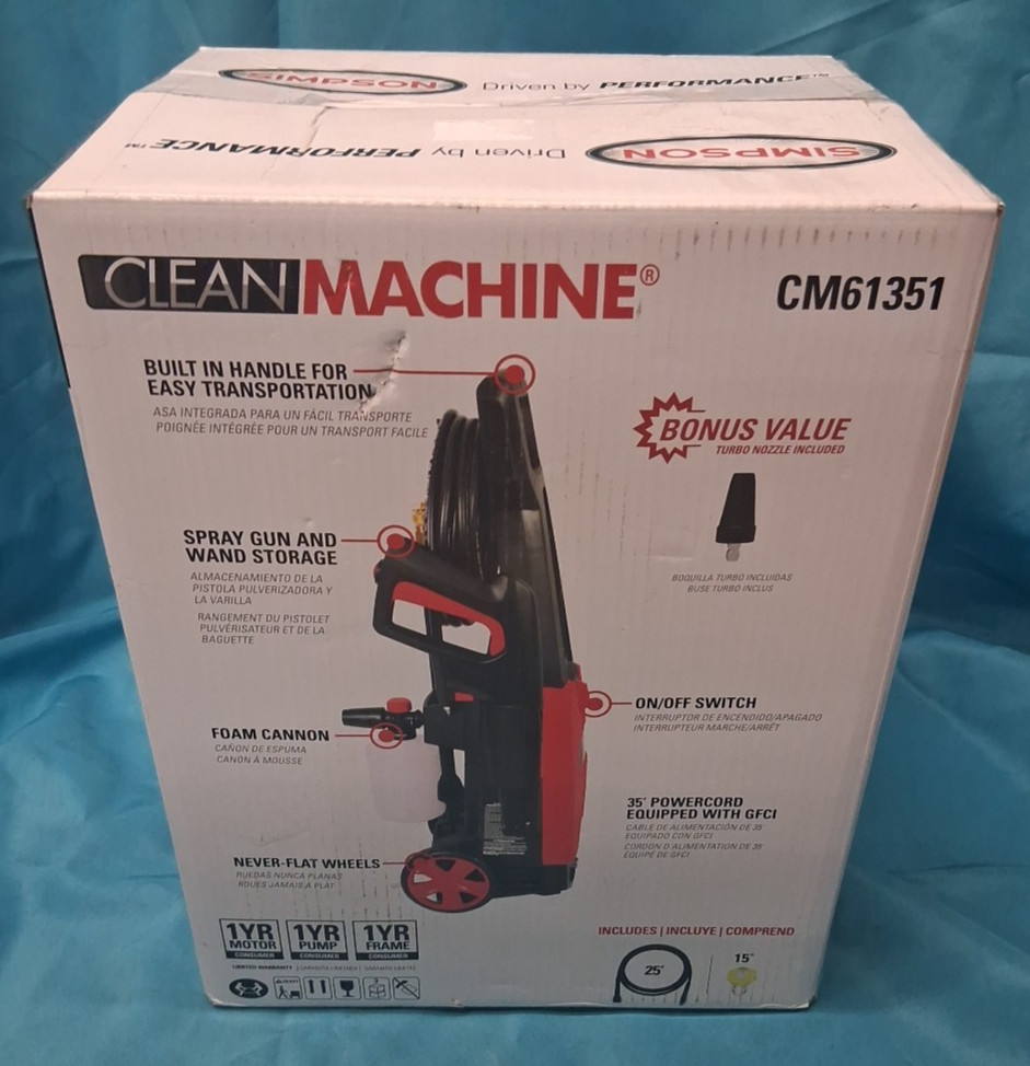 Simpson Clean Machine CM61351 Electric Pressure Washer 1700 PSI