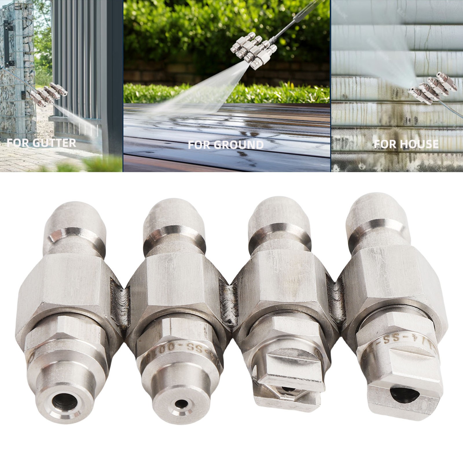 Way High Pressure Washer Nozzle Strong Stainless Steel For Soft Wash Recommended