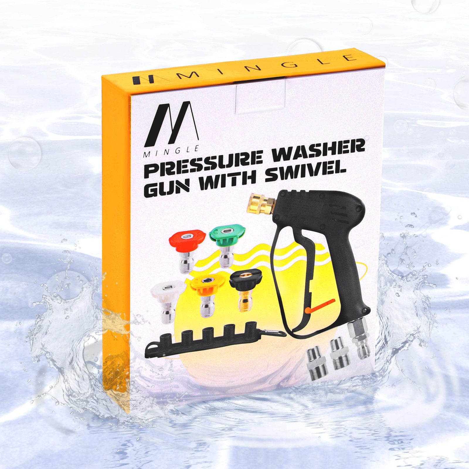 M MINGLE Pressure Washer Gun with Swivel, Universal Power black