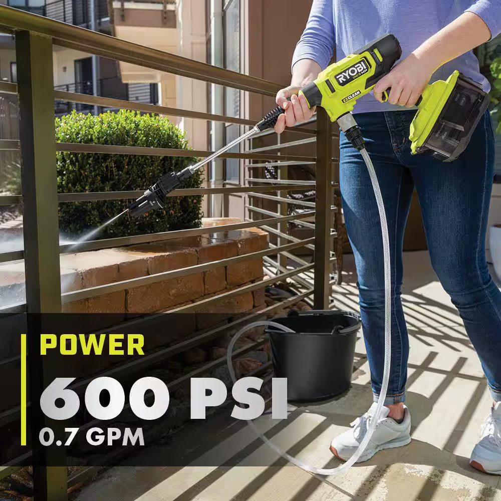 ONE+ HP 18-Volt Brushless Ezclean 600 PSI 0.7 GPM Cordless Electric Power Cleane