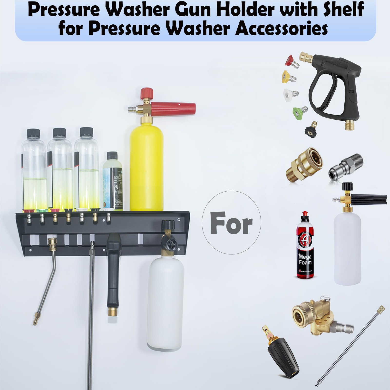 Pressure Washer Gun Holder with Shelf,Foam Cannon Holder for Pressure Washer …