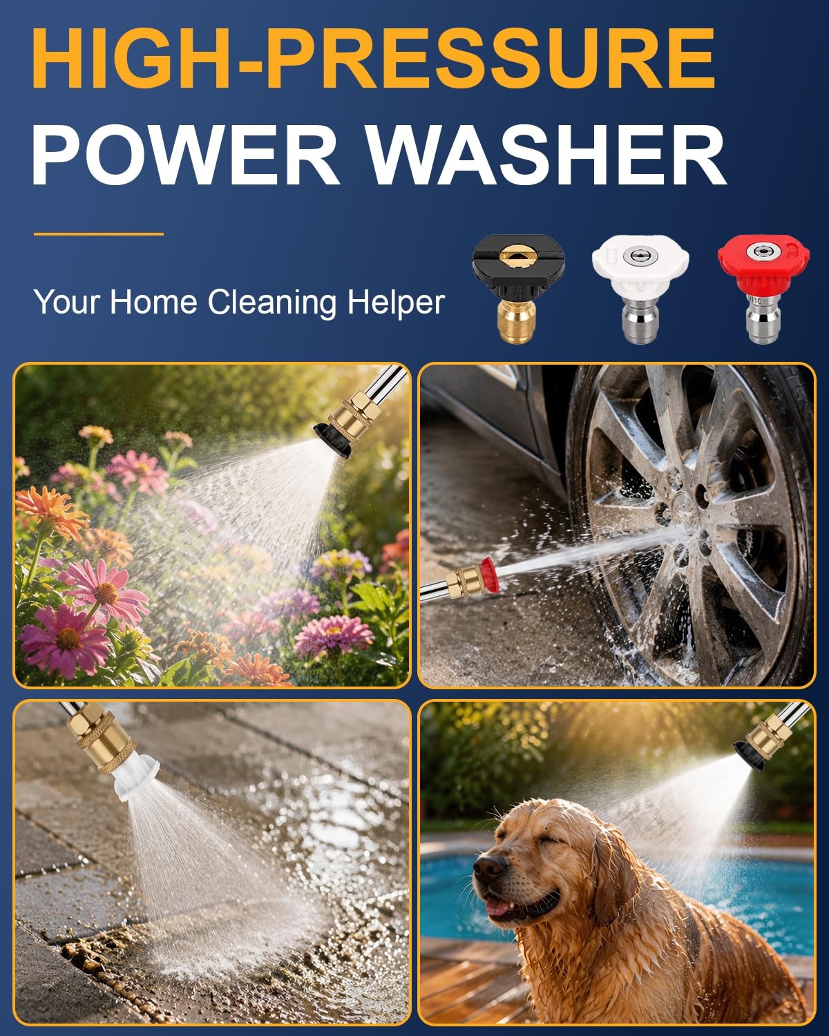 Upgraded Jet Nozzle Washer Wand for Power Washer Garden Hose