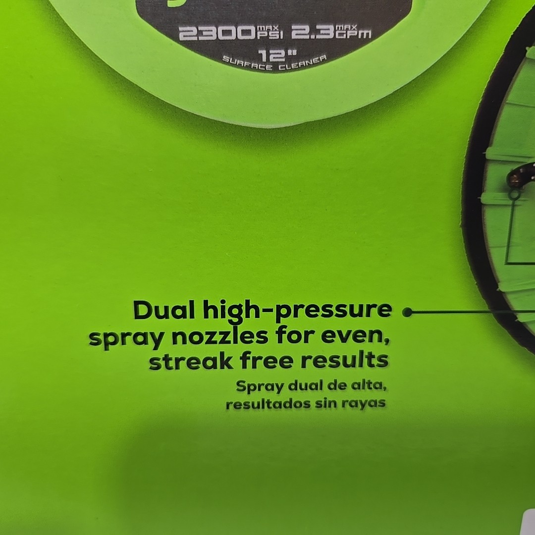 Greenworks 12″ Surface Cleaner For Electric Pressure Washer Max 2300 PSI