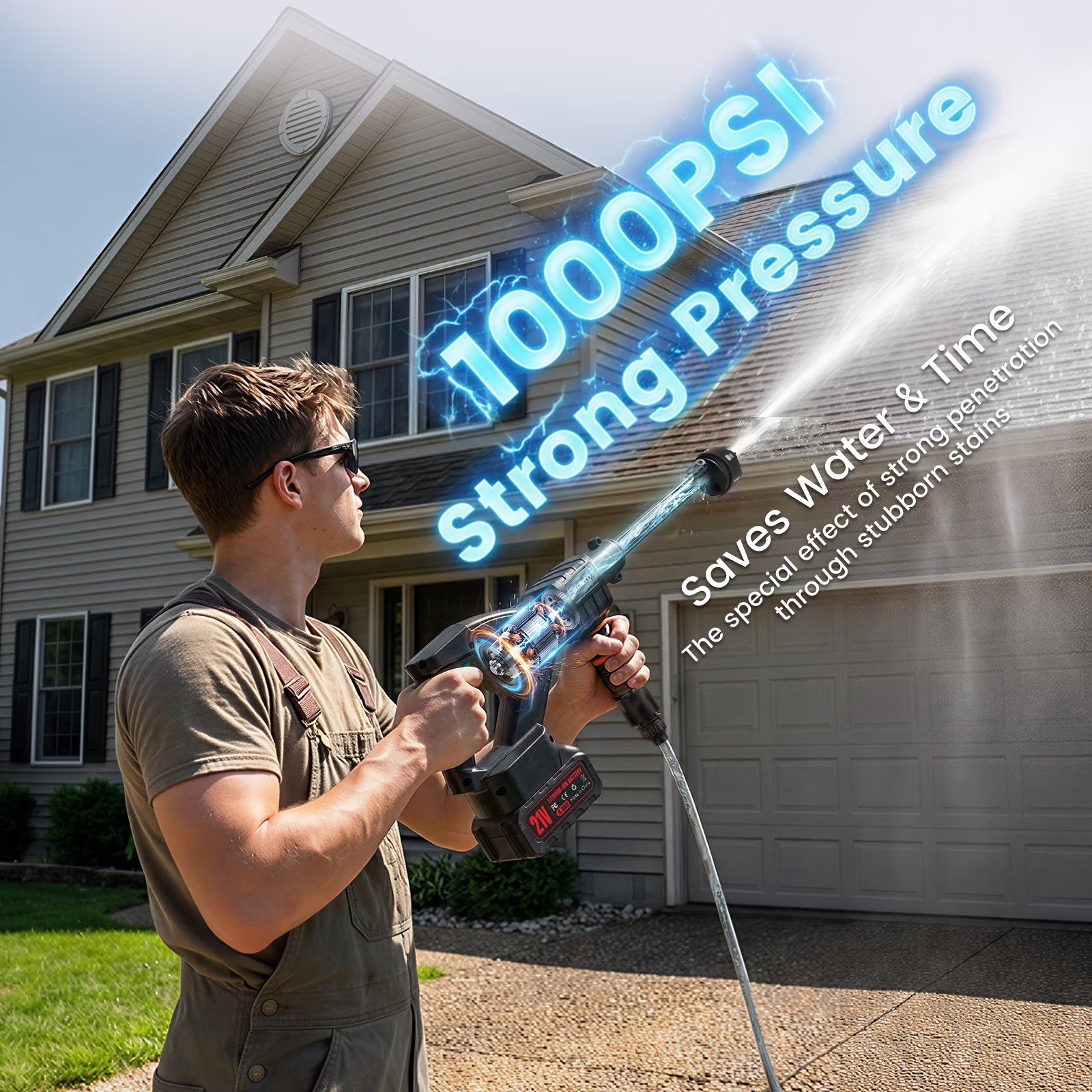 Audew 1000 PSI Cordless Pressure Washer 6-in-1 Multipurpose Cleaner with 2x4Ah