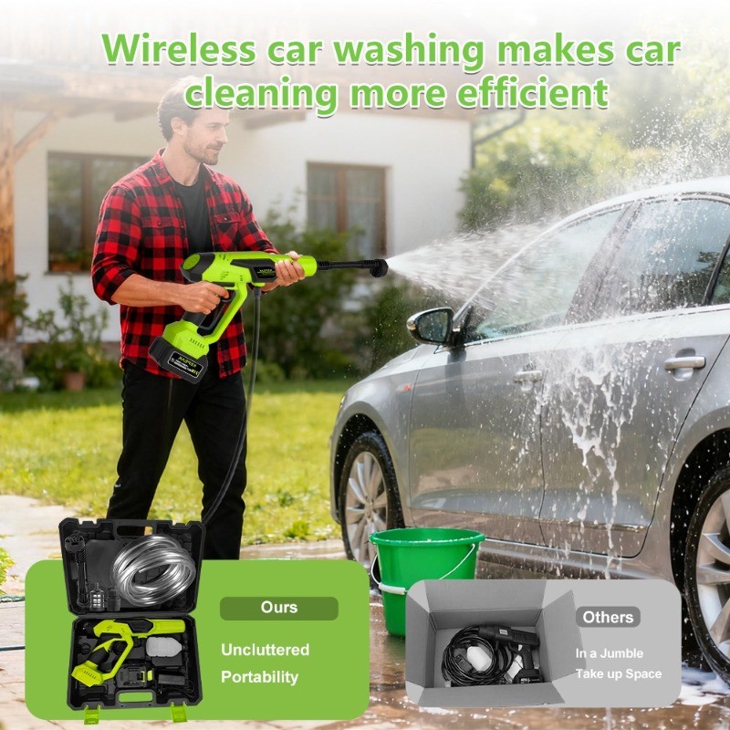 Cordless Electric High Pressure Water Spray Car Gun 850PSI Portable Washer Clean
