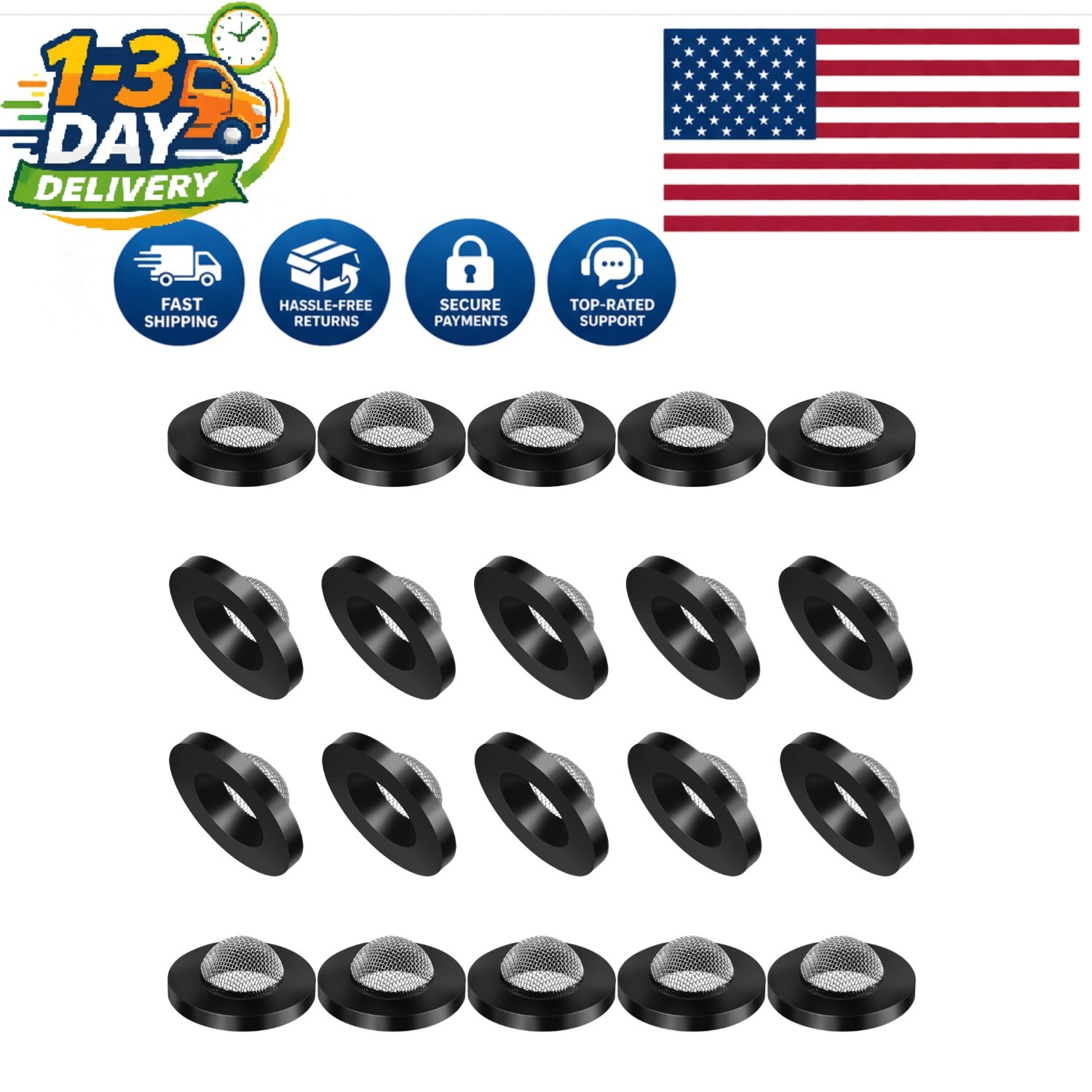 20 Pcs Stainless Steel and Rubber Hose Washers – 1″ Gasket with Screen Filter