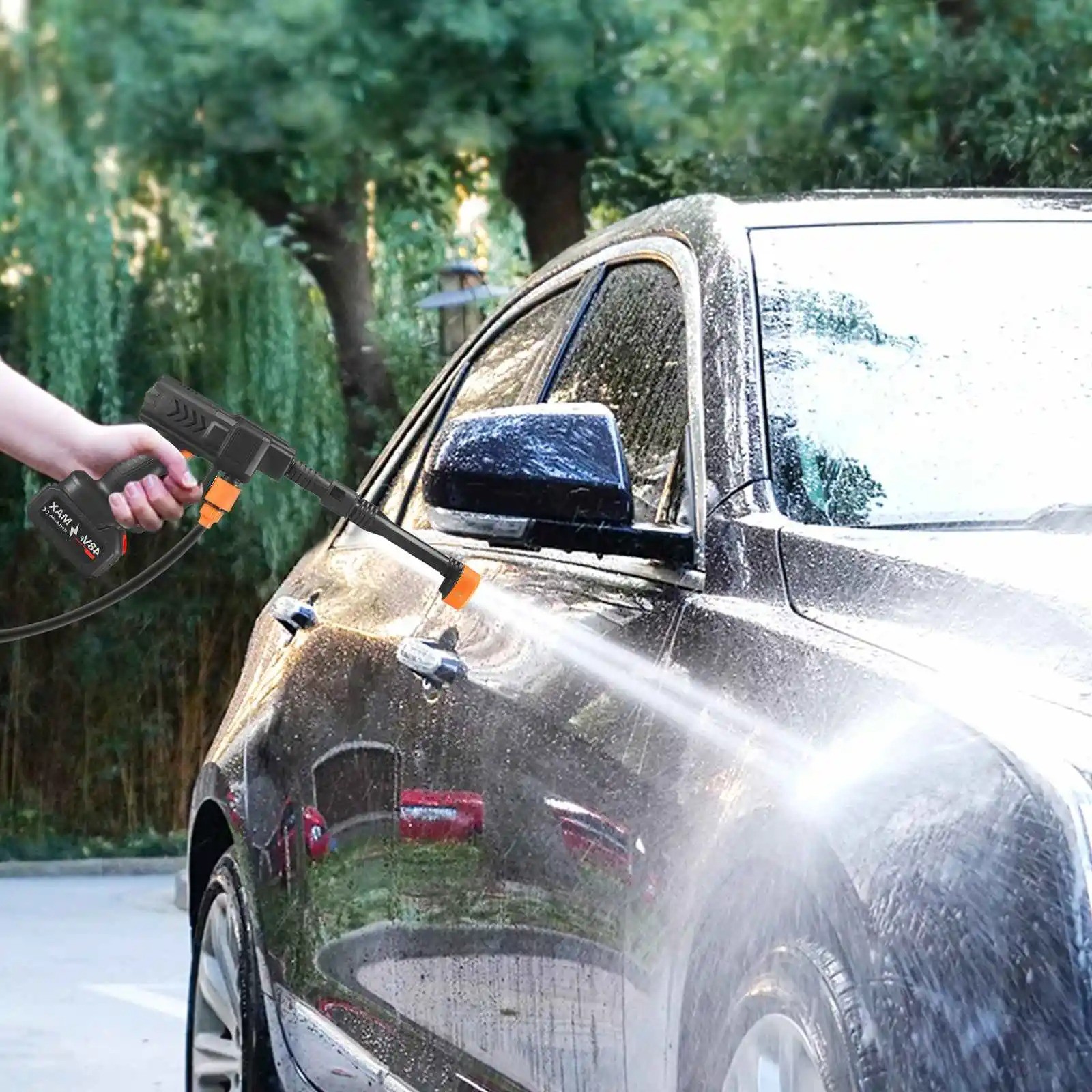 48V Water Gun Spray Cleaner Car Washer 6 In 1 Nozzle, Handheld High Pressure Wa