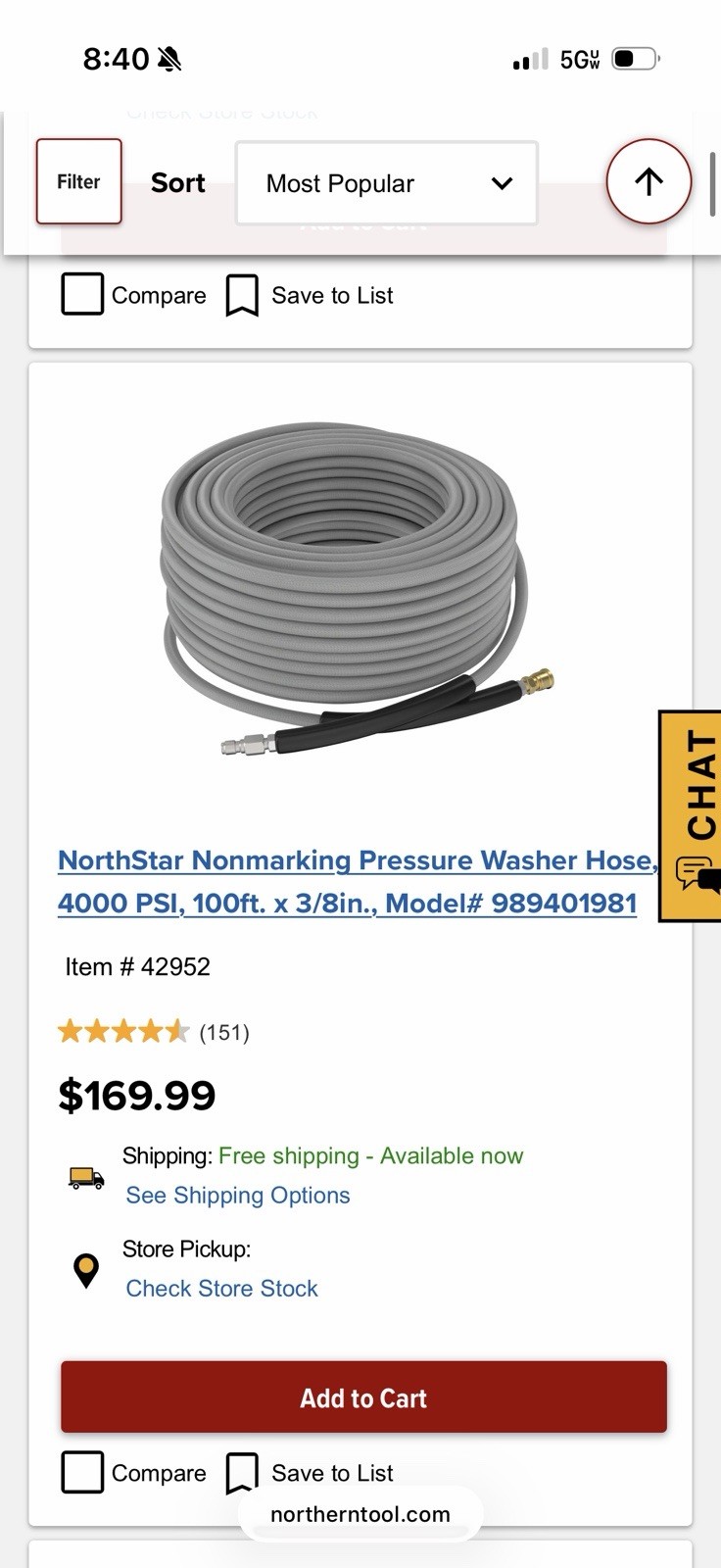 BE Power Equipment 20in 4GPM-8GPM 4000-8000 PSI Surface Cleaner W/100 Ft Hose
