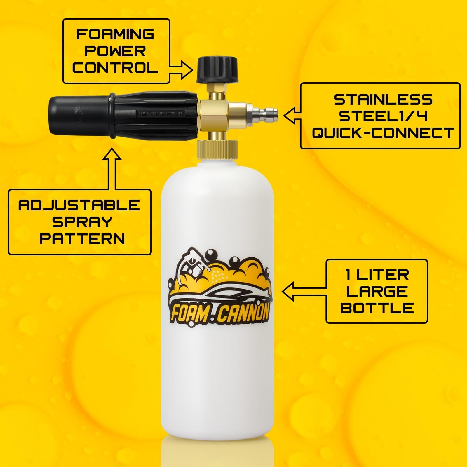 Foam Cannon for Pressure Washer, 1L Bottle Snow Foam Cannon with 5 Pressure W…