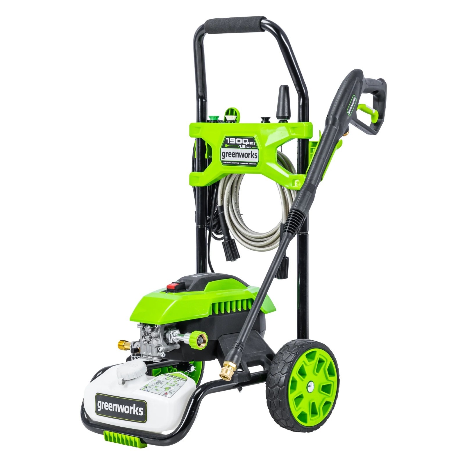 Greenworks 1900 PSI 1.2 GPM Electric Pressure Washer 25ft Hose w/4 Nozzles