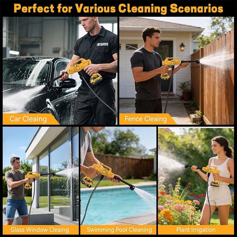6in1 Cordless Pressure Washer Compatible with Dewalt 20V Battery(No Battery)