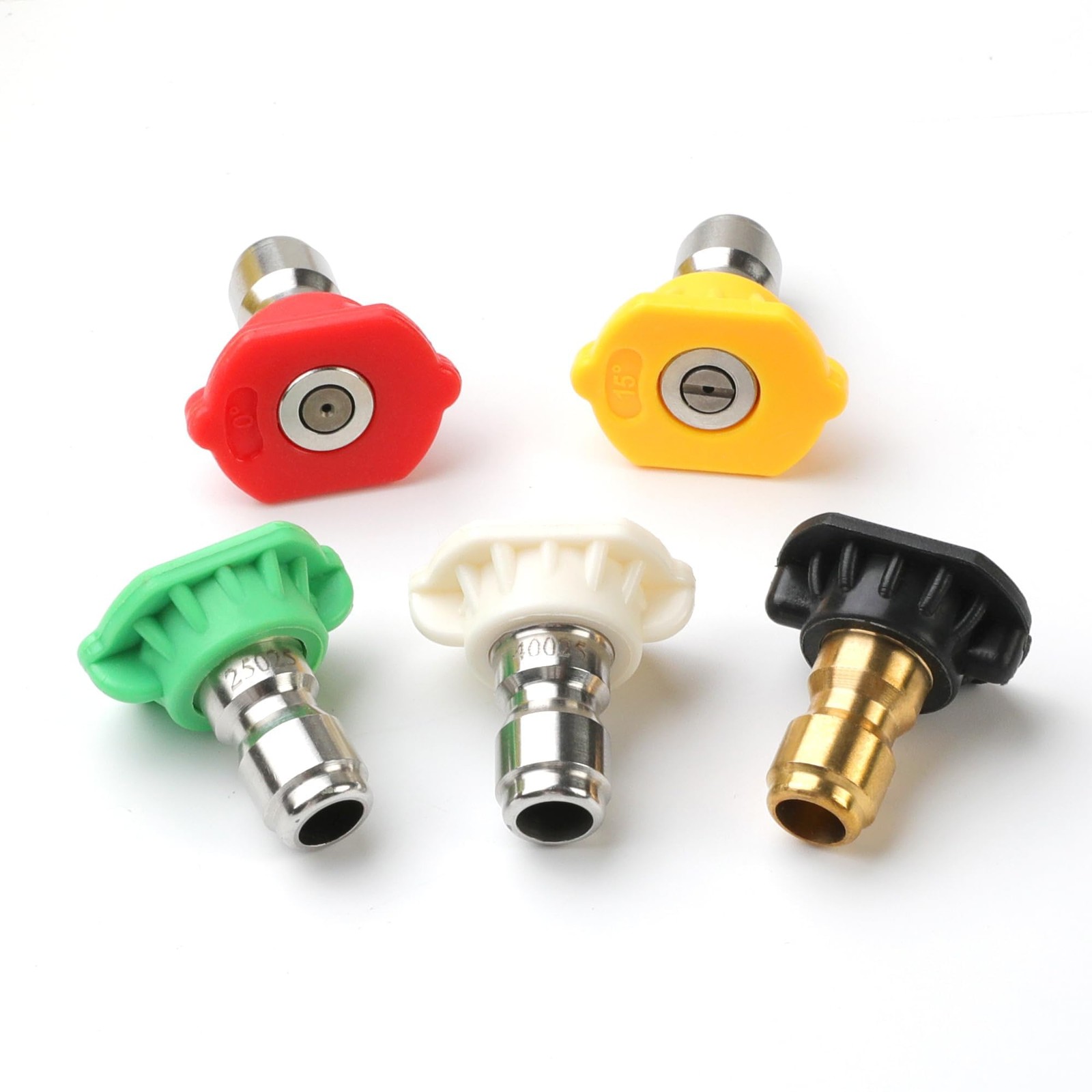 Pro Grade Pressure Washer Tips 5 Pack 4500 PSI Nozzle Set 1/4 Inch Quick Wand