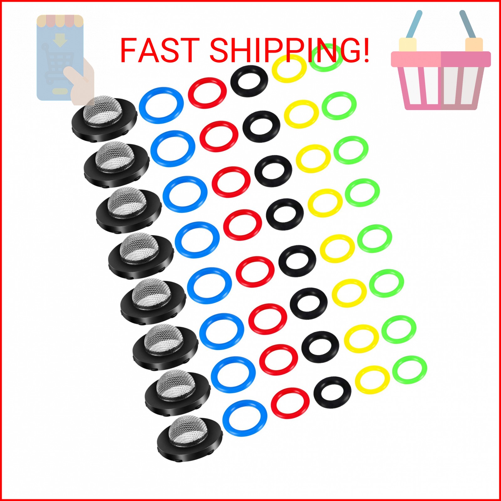 48 Pieces O-Ring Power Pressure Washer Kit 6 Sizes Sealing Stainless Steel Filte