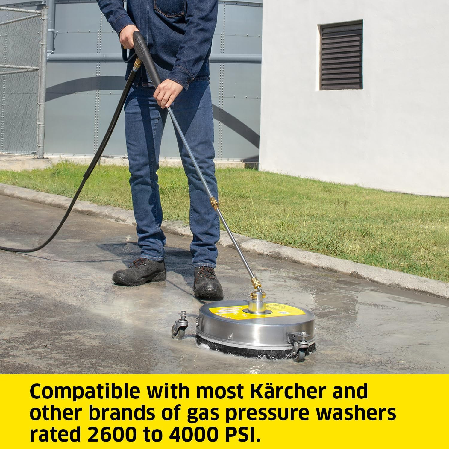 Pressure Washer Surface Cleaner 15″, 3 Wheels, Stainless Steel, Quick Connect, 4