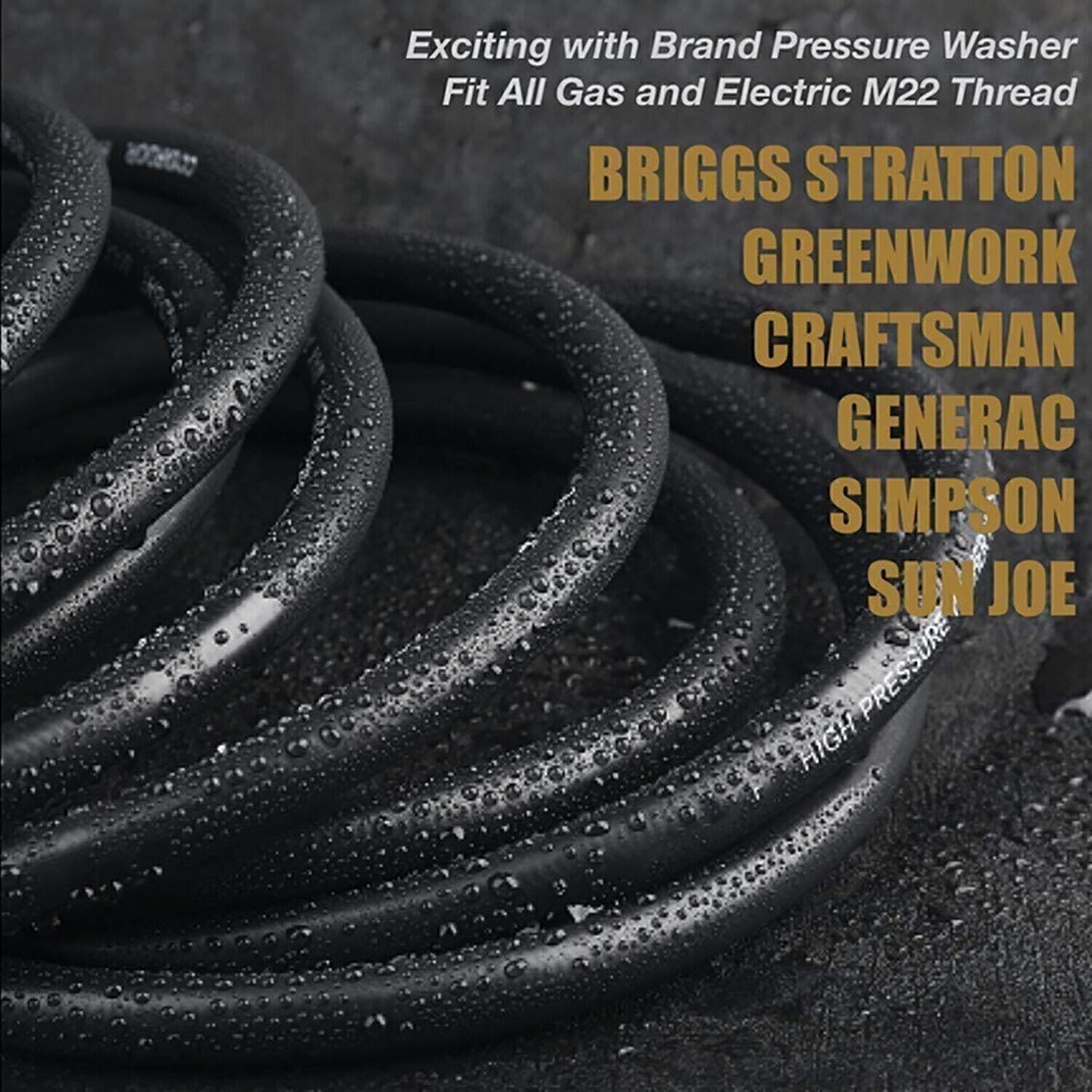 26FT 5800PSI High Pressure Washer Hose M22-14mm Power Washer Extension Hose New